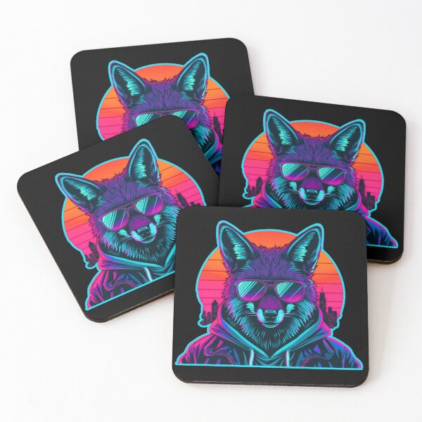 Item preview, Neon Wolf Cyberpunk Synthwave Art – Miami Nights Streetwear Design designed and sold by GreennieArt.