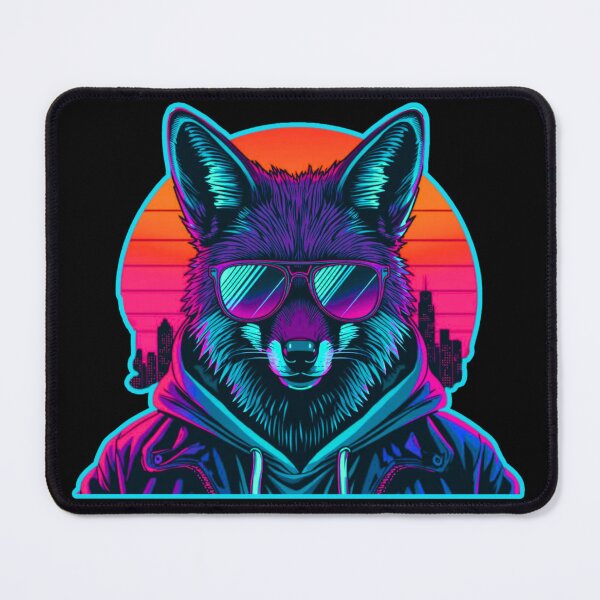 Item preview, Neon Wolf Cyberpunk Synthwave Art – Miami Nights Streetwear Design designed and sold by GreennieArt.