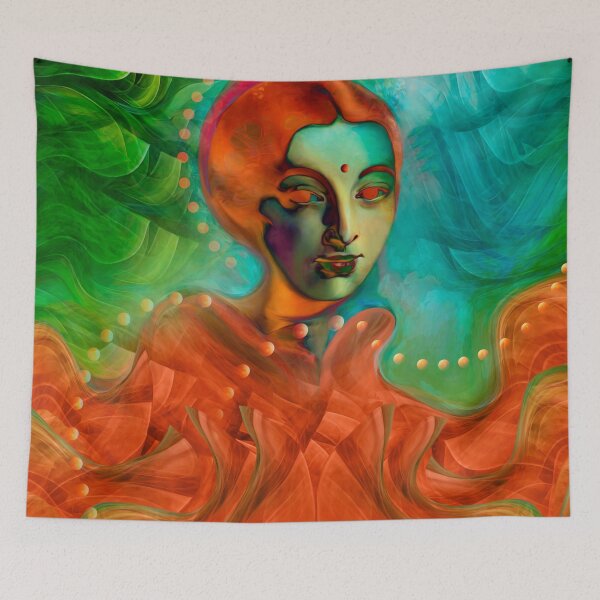 Item preview, "Exotic woman in green and orange tropical jungle"  designed and sold by MarCanton.