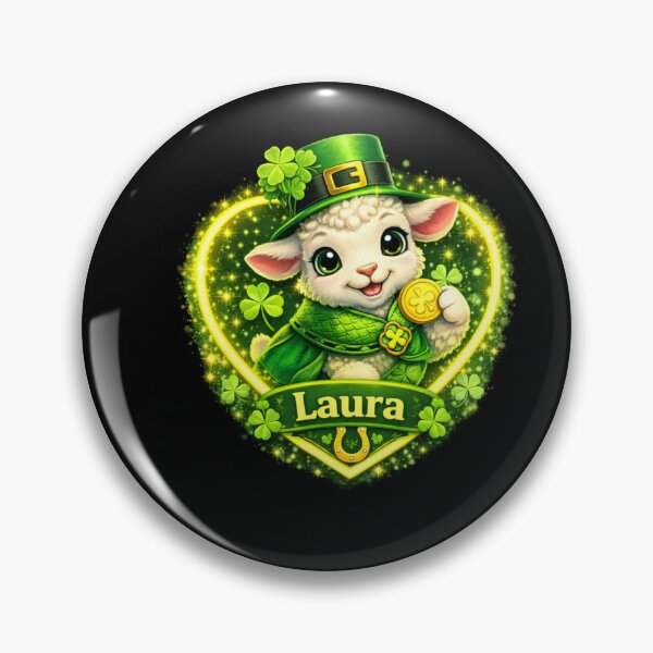 Aperçu de l'œuvre Laura l'agneau chanceux – Mignonne pièce de trèfle créée et vendue par MACodDesigns.
