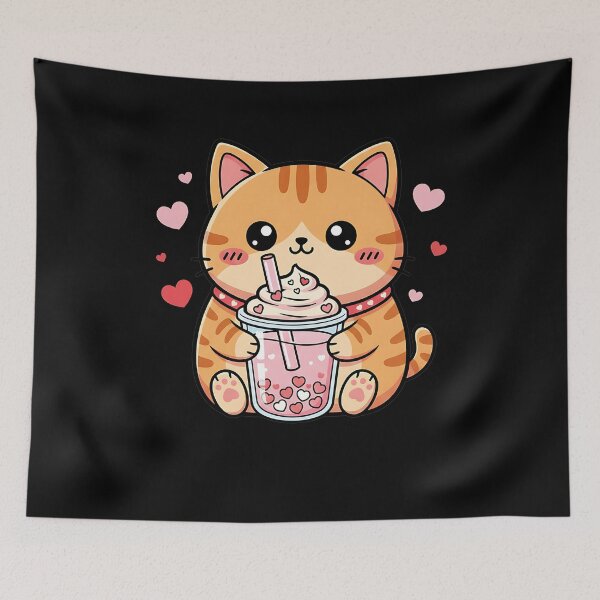 Item preview, Cute Kawaii Cat Bubble Tea Valentine Anime designed and sold by Dear-Blue.