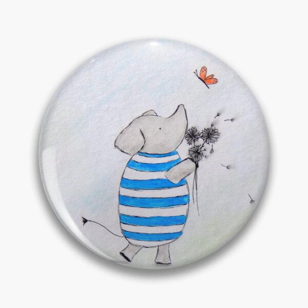 Item preview, Fenton Finds a Friend | Baby Elephant with Butterfly and Dandelions designed and sold by AngelaMarieArt.
