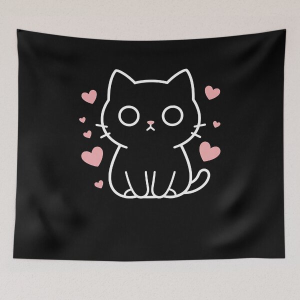 Item preview, Cute Sad Black Cat Valentine Minimal Kawaii  designed and sold by Dear-Blue.