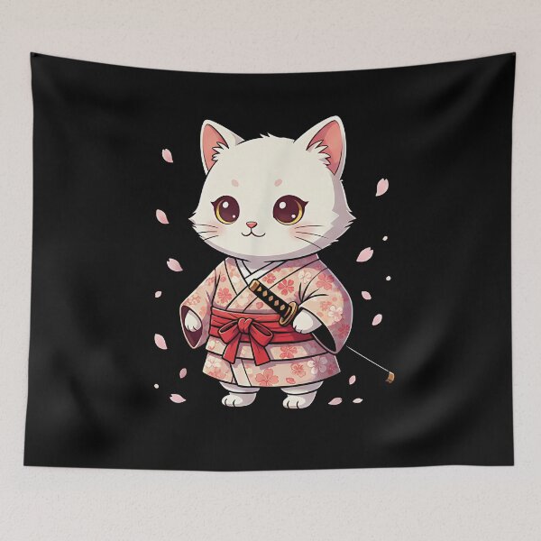 Item preview, Cute Samurai Cat – Japanese Kawaii Warrior designed and sold by Dear-Blue.