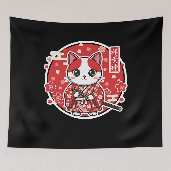 Item preview, Cute Samurai Cat Valentine – Japanese Chibi Cat Love  designed and sold by Dear-Blue.