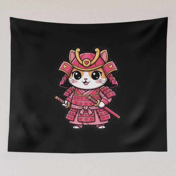 Item preview, Cute Samurai Cat Valentine Chibi Japanese Anime Art designed and sold by Dear-Blue.