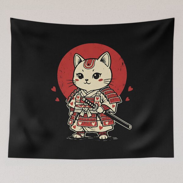 Item preview, Cute Samurai Cat Valentine Japanese Art designed and sold by Dear-Blue.
