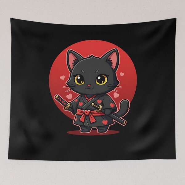 Item preview, Cute Samurai Cat Valentine Japanese Kawaii designed and sold by Dear-Blue.