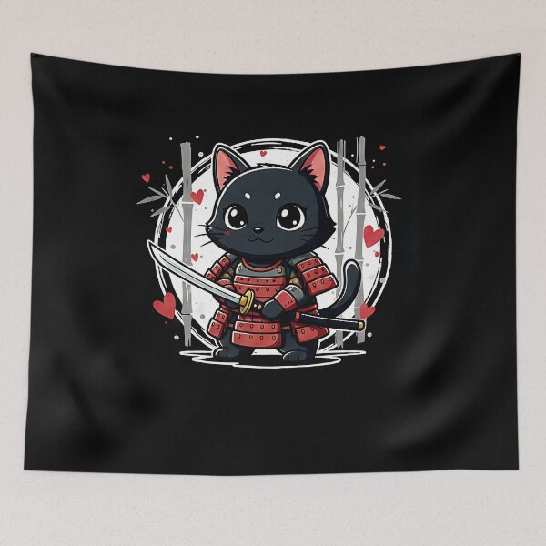 Item preview, Cute Samurai Cat Valentine Japanese Warrior Anime designed and sold by Dear-Blue.
