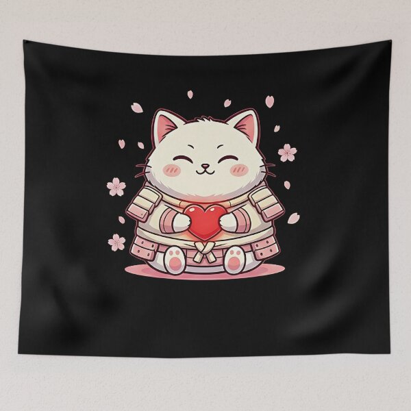 Item preview, Cute Samurai Cat Valentine Love Japanese designed and sold by Dear-Blue.