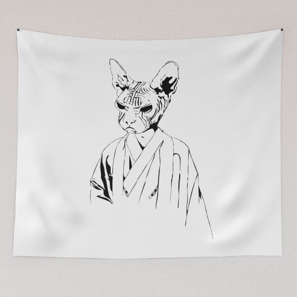 Item preview, Sphinx Cat in Kimono – Japanese Ink Style Art designed and sold by ELmestka.