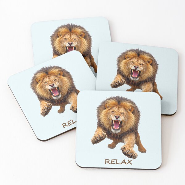 Item preview, Relax – Fierce Lion Motivation Humor Irony on White Shapes Mania designed and sold by Shapes-Mania.