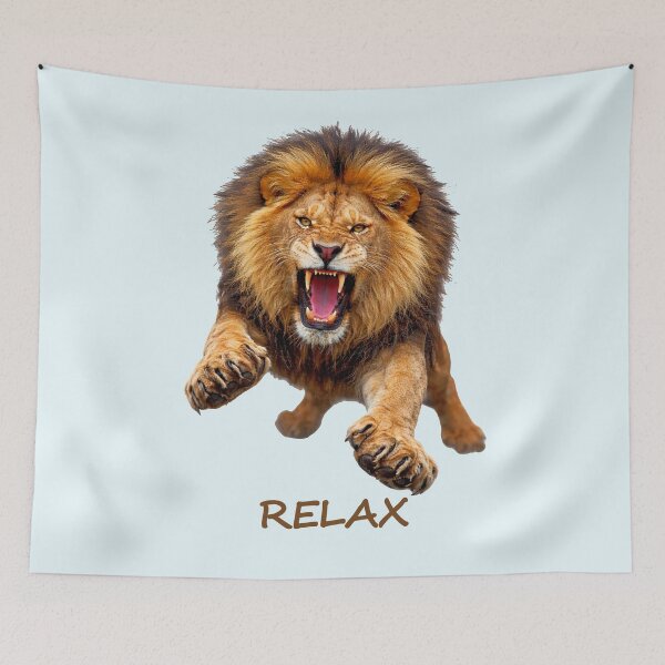 Item preview, Relax – Fierce Lion Motivation Humor Irony on White Shapes Mania designed and sold by Shapes-Mania.