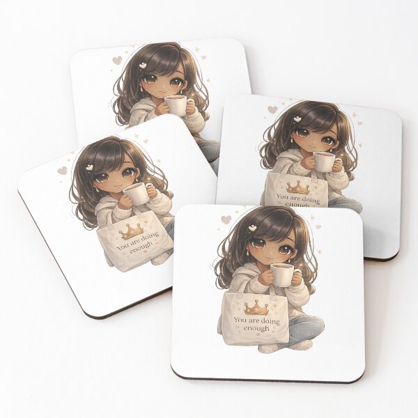 Item preview, You Are Doing Enough – Autism Mom Chibi Illustration with Affirmation designed and sold by CalmCrown.