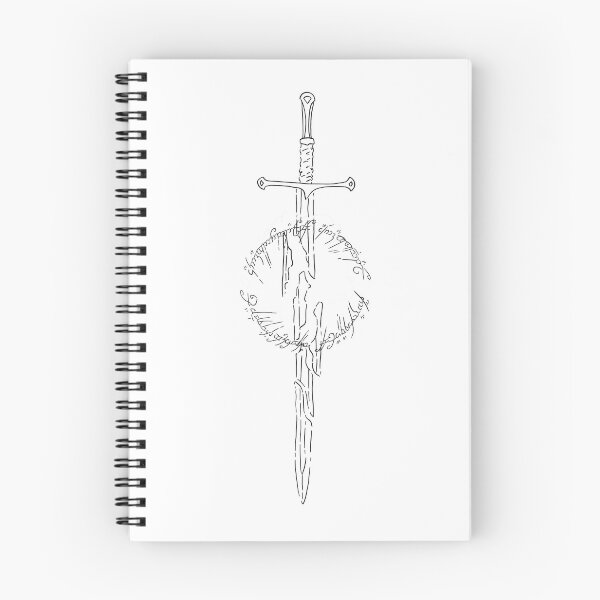 Item preview, Lord of the rings inspired fan art narsil sword mono line black and white designed and sold by Mariecobiz.