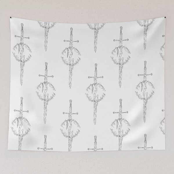 Item preview, Lord of the rings inspired fan art narsil sword mono line black and white designed and sold by Mariecobiz.