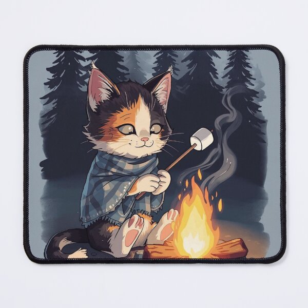 Item preview, Calico Cat Campfire Stories Marshmallow T-Shirt | Cozy Camping Cat Gift designed and sold by Falconwolf.