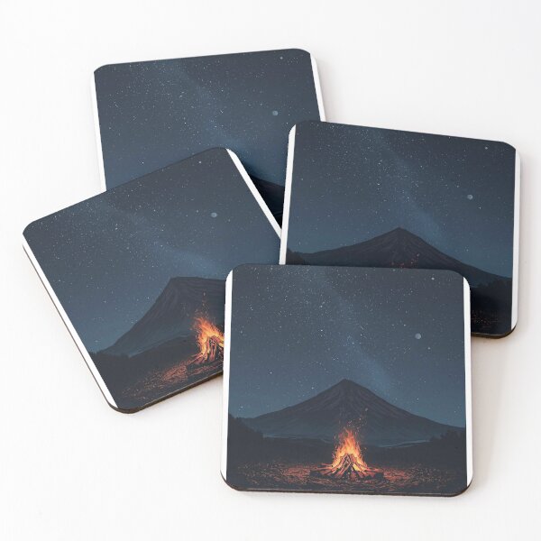 Item preview, Campfire Mountain Silhouette Starry Sky T-Shirt | Minimalist Camping Art designed and sold by Falconwolf.