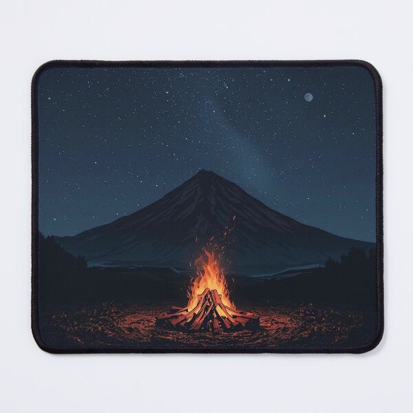 Item preview, Campfire Mountain Silhouette Starry Sky T-Shirt | Minimalist Camping Art designed and sold by Falconwolf.
