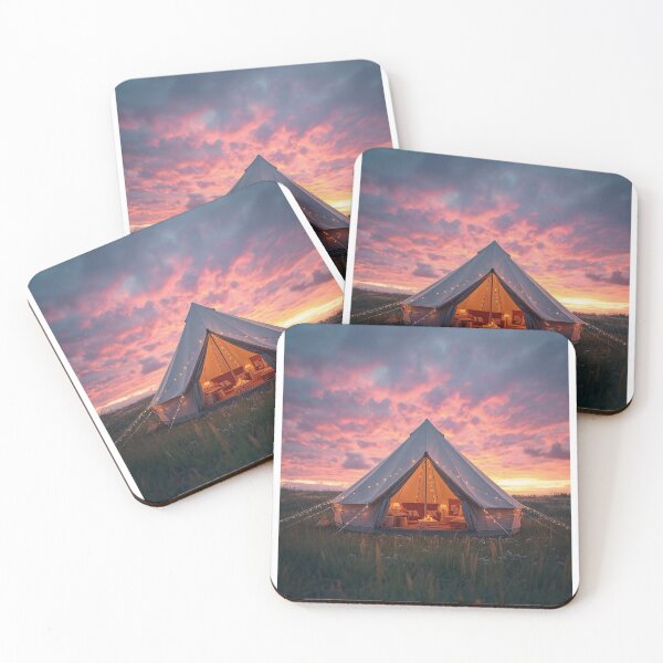 Item preview, Glamping Tent Sunset String Lights T-Shirt | Luxurious Camping Art designed and sold by Falconwolf.