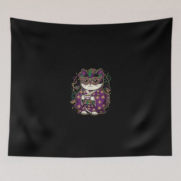 Item preview, Japanese Cat Mardi Gras Mask Anime Ukiyo-e Festival Art designed and sold by Desdenhoshell.