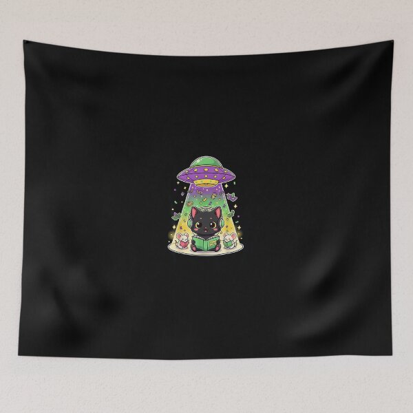Item preview, Japanese Cat Mardi Gras UFO Reading Kawaii Festival Art designed and sold by Desdenhoshell.