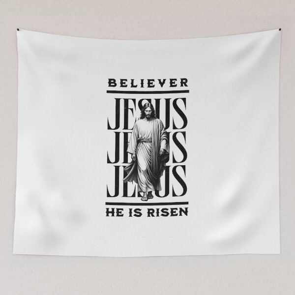 Item preview, Believer - He Is Risen - Easter Christian T-Shirt + other products - Jesus Graphic White Edition designed and sold by RMD-Design.