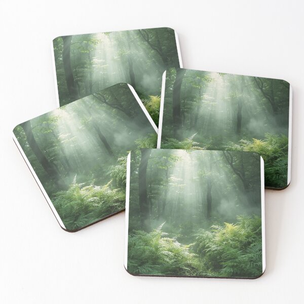 Item preview, Forest Mist Ferns Dappled Sunlight Poster | Zen Nature Wall Art designed and sold by Falconwolf.