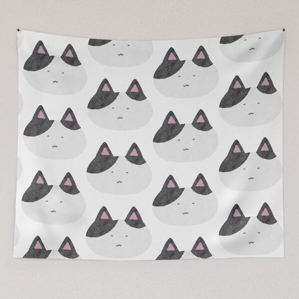 Item preview, Black and White Cat Face Doodle designed and sold by VVAtTheCorner.