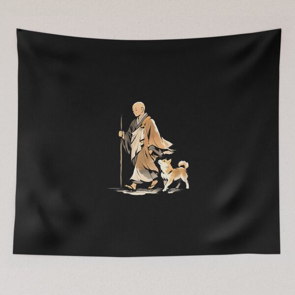 Item preview, Minimalist Zen Art Walk For Peace Monks With Aloka Dog designed and sold by Cokonatss.