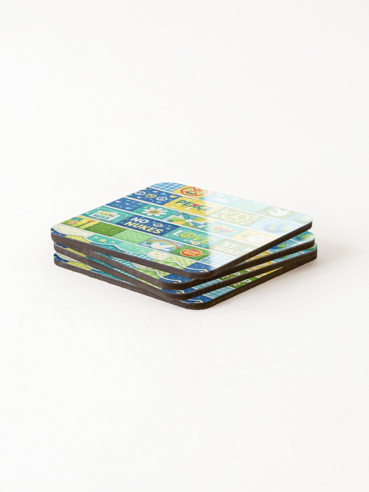 Thumbnail 4 of 5, Coasters (Set of 4), Peace patchwork designed and sold by Roxburylane.