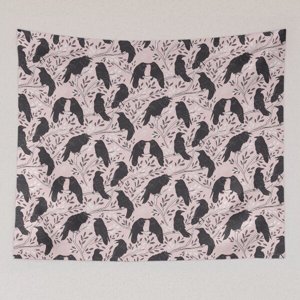 Item preview, Moonlit Crows Share Eyeball Snack - Blush Pink Gothic Black Birds designed and sold by LoveAlways-AEP.