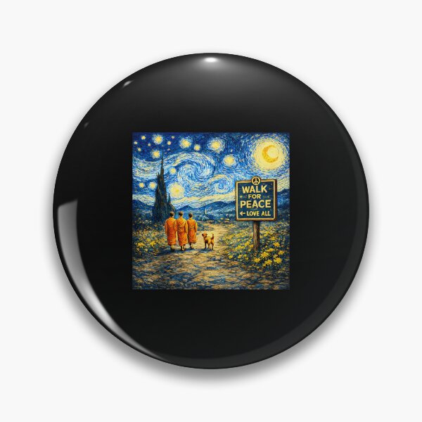 Item preview, Walk For Peace Monks With Aloka Dog Love Starry Night designed and sold by Cokonatss.