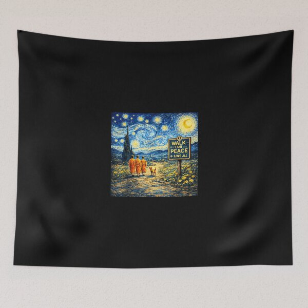 Item preview, Walk For Peace Monks With Aloka Dog Love Starry Night designed and sold by Cokonatss.