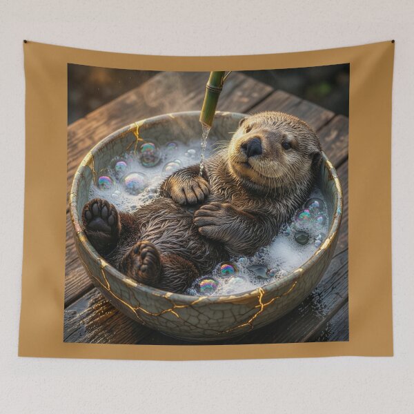 Item preview, Sea Otter Pup in Kintsugi Bath designed and sold by Tridentulus.