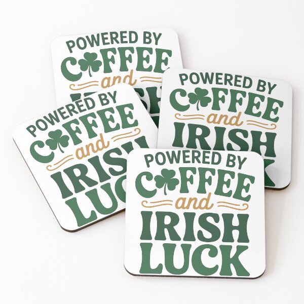 Item preview, Powered by Coffee and Irish Luck – Funny St Patrick’s Day Design designed and sold by Lulunza.