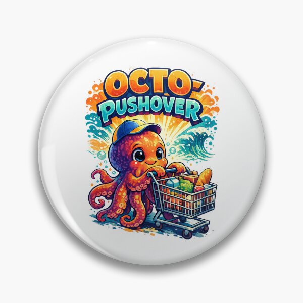 Item preview, Octo-Pushover – Funny Octopus Shopping Cart Pun Art designed and sold by StrayaDesign.