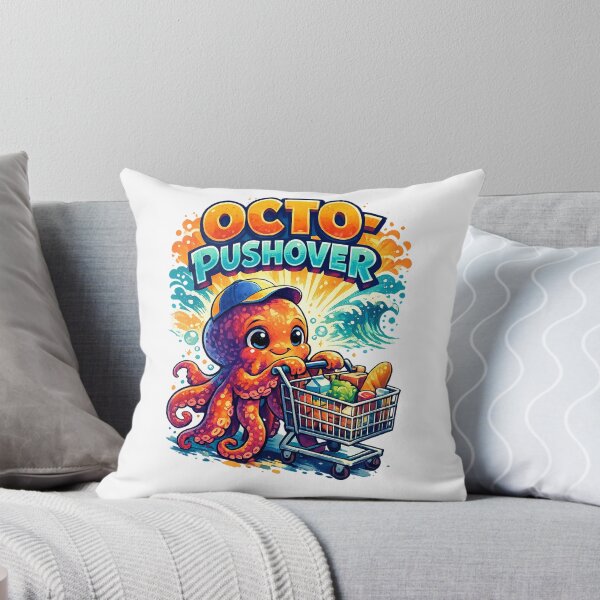 Item preview, Octo-Pushover – Funny Octopus Shopping Cart Pun Art designed and sold by StrayaDesign.