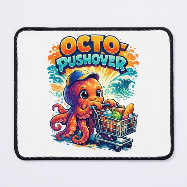 Item preview, Octo-Pushover – Funny Octopus Shopping Cart Pun Art designed and sold by StrayaDesign.