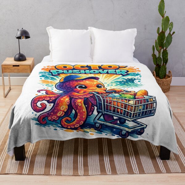 Item preview, Octo-Pushover – Funny Octopus Shopping Cart Pun Art designed and sold by StrayaDesign.