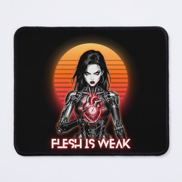 Item preview, Flesh Is Weak / Heart of Chrome - Dark Cyberpunk Cyborg Girl designed and sold by StudioAkuma.