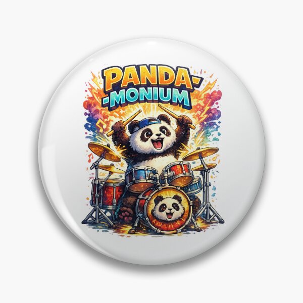 Item preview, Panda-monium – Funny Panda Drummer Pun Art designed and sold by StrayaDesign.