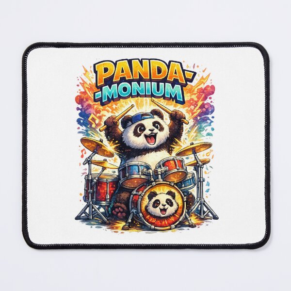 Item preview, Panda-monium – Funny Panda Drummer Pun Art designed and sold by StrayaDesign.