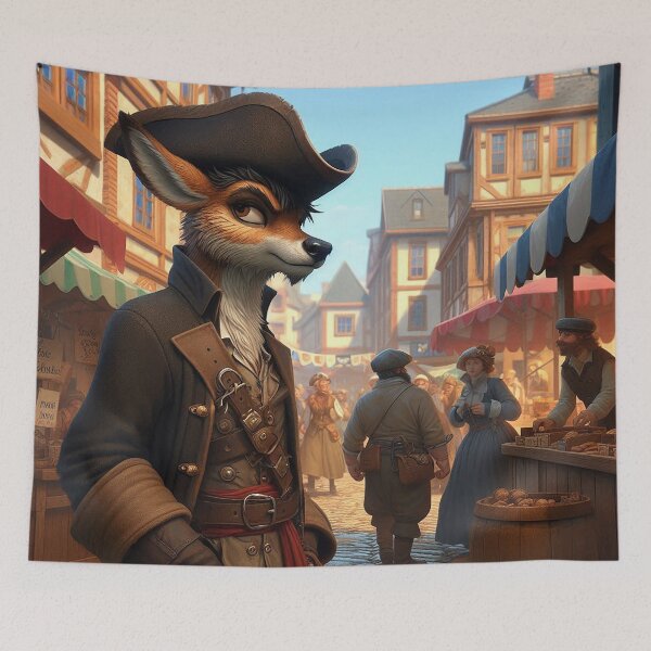 Item preview, Pirate Deer In a Crowded Street Market designed and sold by nikkolaus.