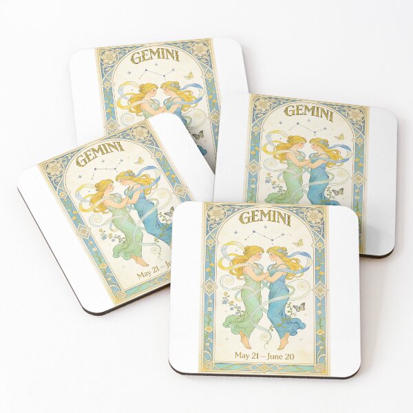 Item preview, Gemini Zodiac Art Nouveau Poster designed and sold by apixelwall.