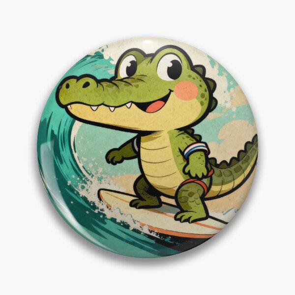 Item preview, Krokodil reitet die Wellen designed and sold by Chibi Animal Moods.
