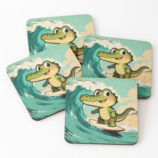 Item preview, Krokodil reitet die Wellen designed and sold by Chibi Animal Moods.