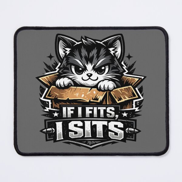 Item preview, Grumpy Tuxedo Cat Mascot - Funny "If I Fits I Sits" Meme designed and sold by Edge Case Studio.