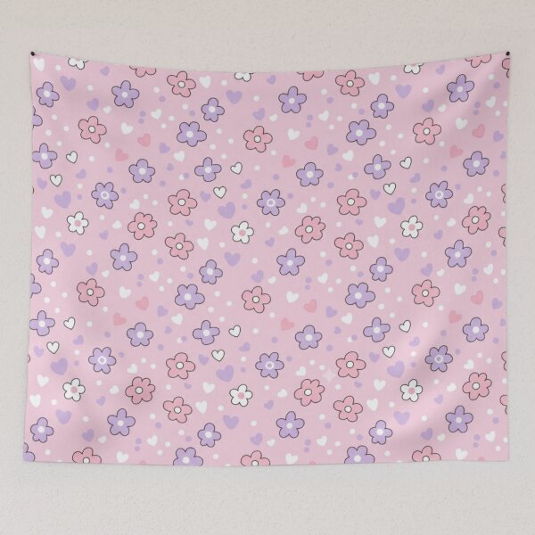 Item preview, Kawaii Pastel Floral Heart - Pink & Purple seamless pattern  designed and sold by FashioonTrends.