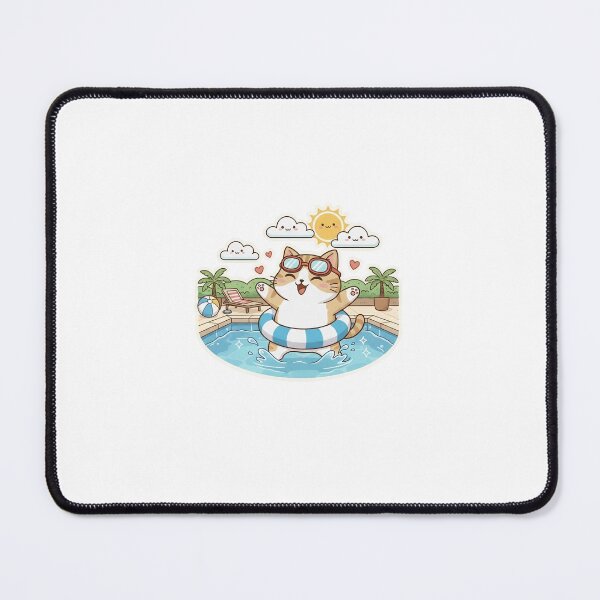 Item preview, Summer Splash: Cute Chubby Cat Swimming in the Pool - Noopnyang Studio designed and sold by NoopnyangStudio.